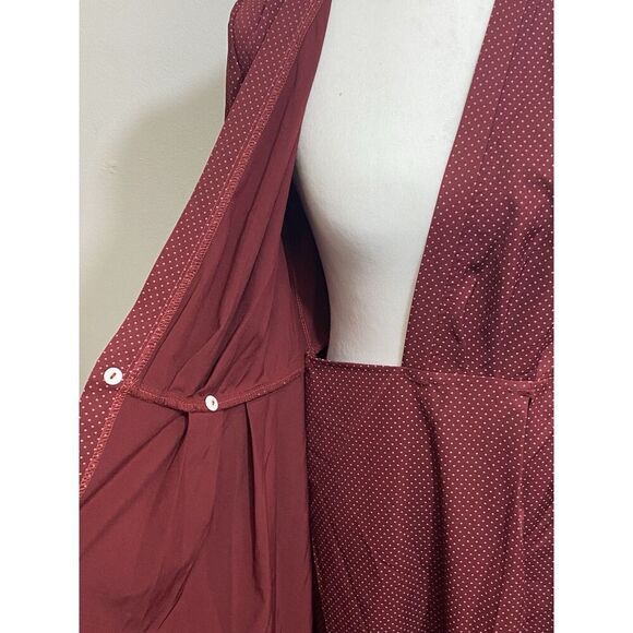Elisabetta Franchi Dress Burgundy Wrap Polka Dots Size 44 Missing Belt - Picture 8 of 13